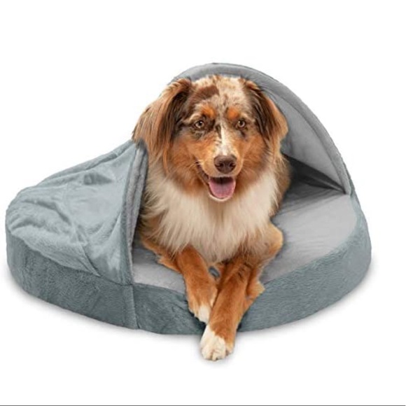 Cozy Pet Beds for Dogs and Cats Hooded Burrowing Cave Tent with Attached Blanket